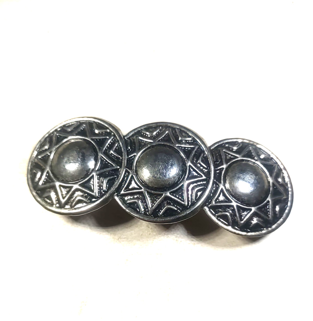 Roman Inspired Hair Barrette Tension Clip Light Weight Metal Silver Tone Black